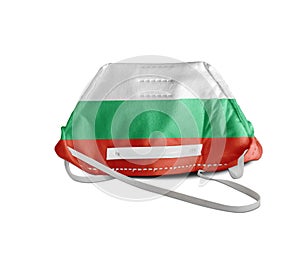 Bulgaria flag on anti pollution mask medical protection
