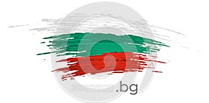 Bulgaria flag. Brush strokes, grunge. Stripes colors of the bulgarian flag on a white background. Vector design national poster,