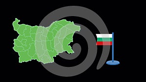 Bulgaria Flag and Map Shape Animation