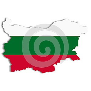 Bulgaria flag map on white background 3d illustration with clipping path