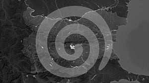 Bulgaria highlighted. Grayscale