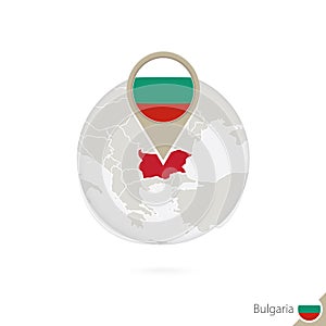 Bulgaria map and flag in circle. Map of Bulgaria, Bulgaria flag