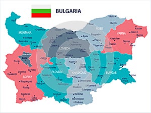 Bulgaria - map and flag - Detailed Vector Illustration