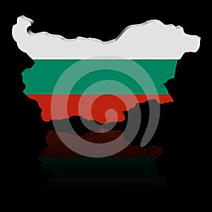 Bulgaria map flag with reflection illustration
