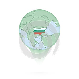 Bulgaria map, stylish location icon with Bulgaria map and flag