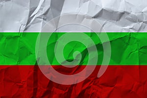 Bulgaria national flag on crumpled paper