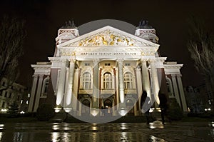 Bulgaria National Theater Ivan Vazov at night photo