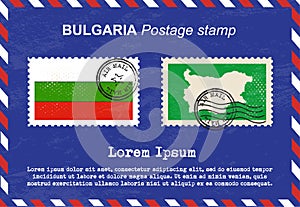 Bulgaria Postage stamp, vintage stamp, air mail envelope.