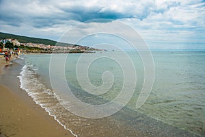 Bulgaria, Saint Vlas: View on bay of Sunny beach resort, Nessebar, Bulgaria