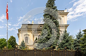 Bulgaria, Sofia, 8 August 2020: The beautiful building of the Turkish embassy in Sofia, Bulgaria