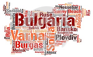 Bulgaria top travel destinations word cloud