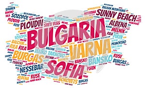 Bulgaria top travel destinations word cloud photo