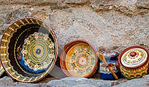 Bulgaria, typical decorated bowls and vases