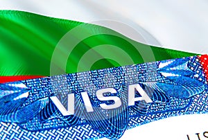 Bulgaria Visa. Travel to Bulgaria focusing on word VISA, 3D rendering. Bulgaria immigrate concept with visa in passport. Bulgaria
