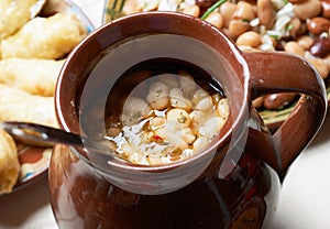 Bulgarian beans stew in pottery