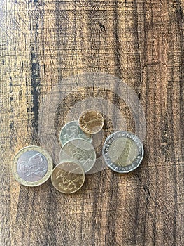 Bulgarian Coins on Table Close-Up