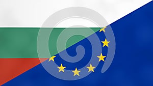 Bulgarian and Europe flag. Brexit concept of Bulgaria leaving European Union