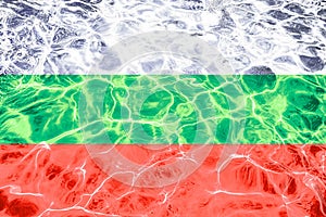 Bulgarian flag with abstract neon light water effect