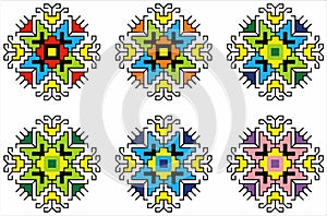 Bulgarian-folk-motif-shevitsa-set-of-6-colors-elements-pattern-0 photo