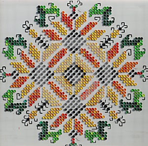 Bulgarian folklore motifs made of plastic caps