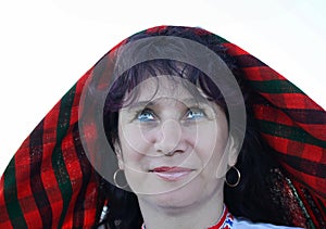 A Bulgarian girl in a traditional folklore costume