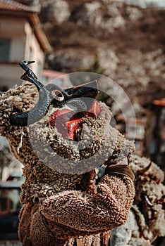 Bulgarian Holiday carnival animal costume to scare the evil spirits.