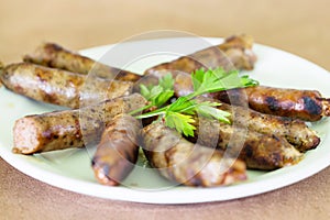 Bulgarian Karnache specialty meat with parsley