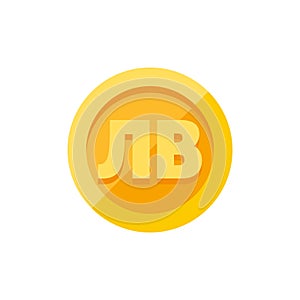 Bulgarian lev currency symbol on gold coin flat style