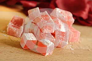 Bulgarian lokum with rose flavor photo