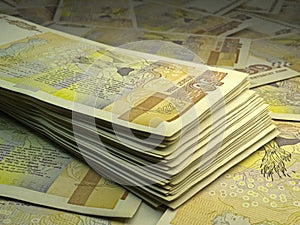 Bulgarian money. Bulgarian lev banknotes. 50 BGN levove bills