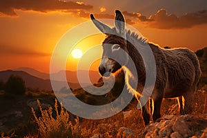 Bulgarias charm, donkey silhouette embraces the beauty of sunset