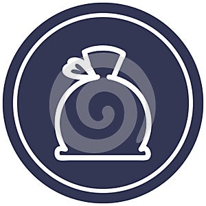 bulging sack circular icon symbol