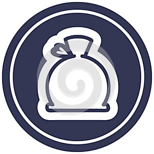 bulging sack circular icon symbol