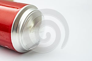 Bulging soda can bottom, isolated on white background