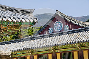 Bulguk-sa buddhist temple, wanzi or manji sign