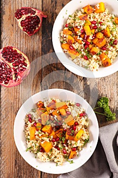 Bulgur with pumpkin and pomegranate