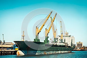 Bulk carrier cargo ship in port