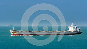 Bulk carrier cargo ship underway in sea