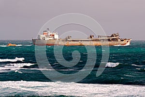Bulk carrier leaving port