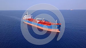 Bulk Carrier Ship at sea. Aerial view.