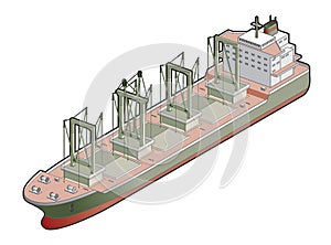 Bulk Carrier whit Cranes Icon. Design Elements 41e