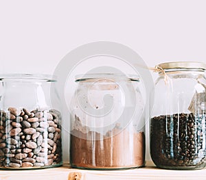 Bulk foods storage at low zero waste lifestyle