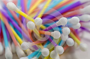 Bulk of q tips. Macro shot. isolated