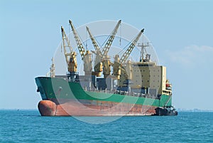 Bulk ship at anchor