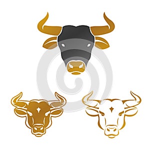 Bull ancient emblems elements set. Heraldic vector design elements collection.