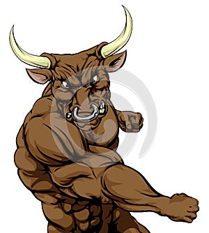 Bull animal sports mascot punching