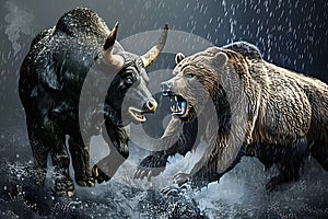 Bull and bear as symbols of stock trading