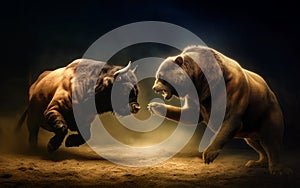 Bull and bear battle, stock market, market forecast, generative ai