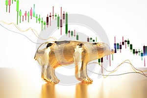 Bull and bear economy concept with bull and bear confront