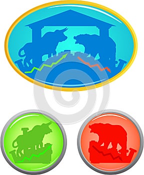 Bull and bear icon set